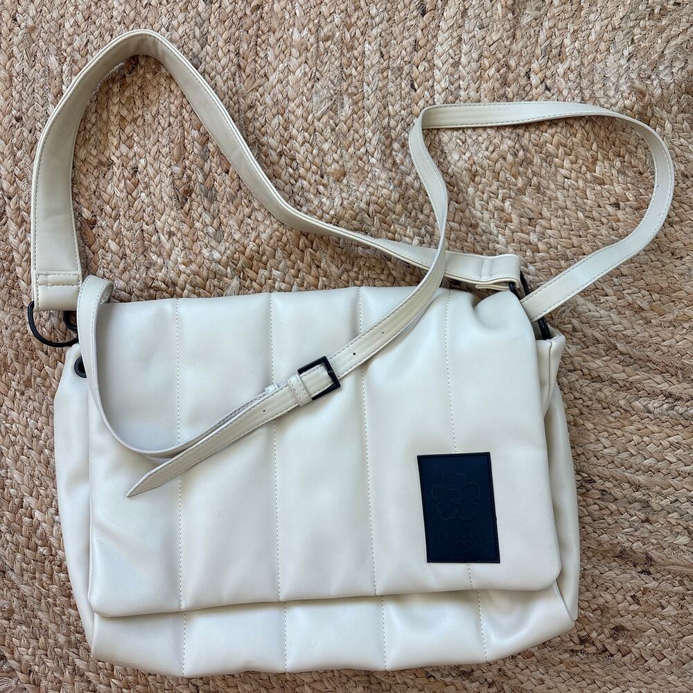 Ted Baker London Jamye Quilted Faux Leather Crossbody Bag Ivory Cream - Picture 3 of 13